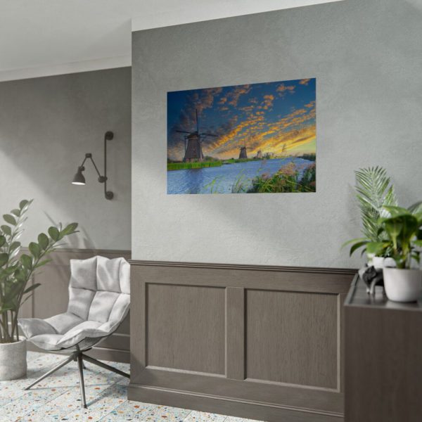 Wind Turbine in Sunset Poster