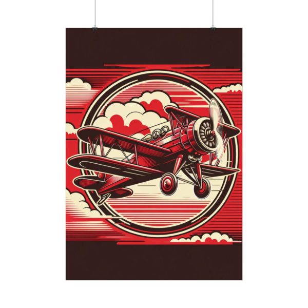 92410-131.jpg Vintage Red Biplane Flying Through the Sky Poster