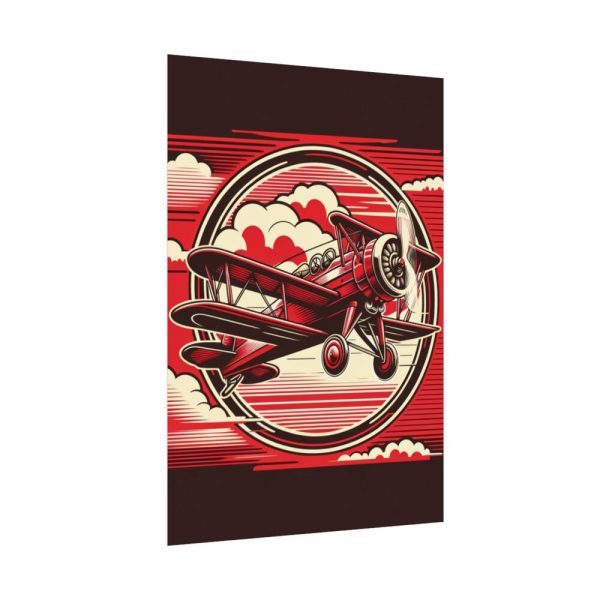 92410-132.jpg Vintage Red Biplane Flying Through the Sky Poster