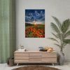 92410-163.jpg Sunset in Field With Red Wild Flowers Poster