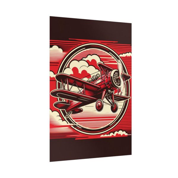 92411-132.jpg Vintage Red Biplane Flying Through the Sky Poster