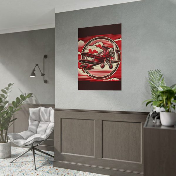 92411-134.jpg Vintage Red Biplane Flying Through the Sky Poster