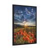 Sunset in Field With Red Wild Flowers Framed Poster