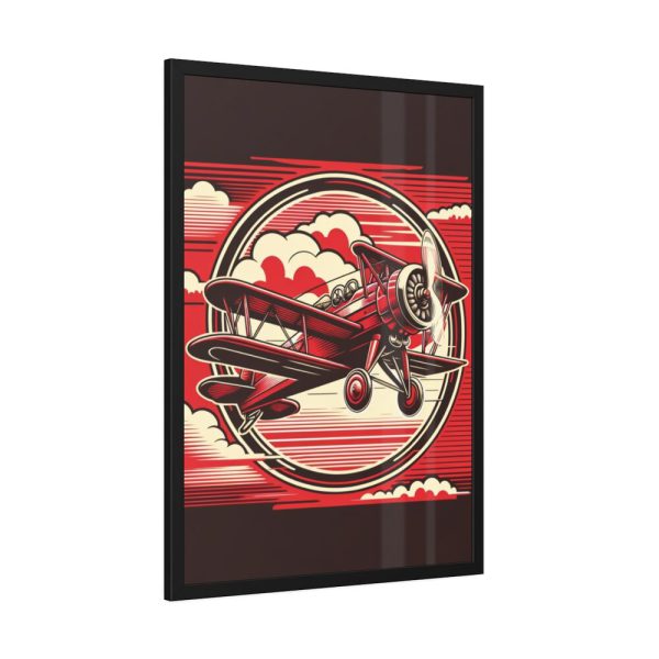 93830-85.jpg Vintage Red Biplane Flying Through the Sky Framed Poster