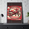 93830-87.jpg Vintage Red Biplane Flying Through the Sky Framed Poster