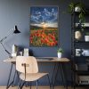 Sunset in Field With Red Wild Flowers Framed Poster