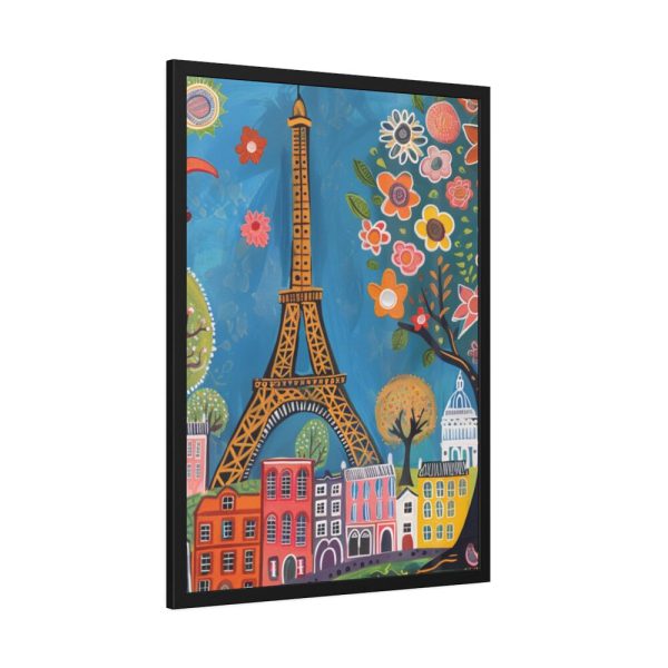 Colorful Illustration Paris and Eiffel Tower Framed Poster