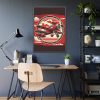 93831-90.jpg Vintage Red Biplane Flying Through the Sky Framed Poster
