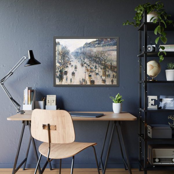 The Boulevard Montmartre on a Winter Morning Framed Poster