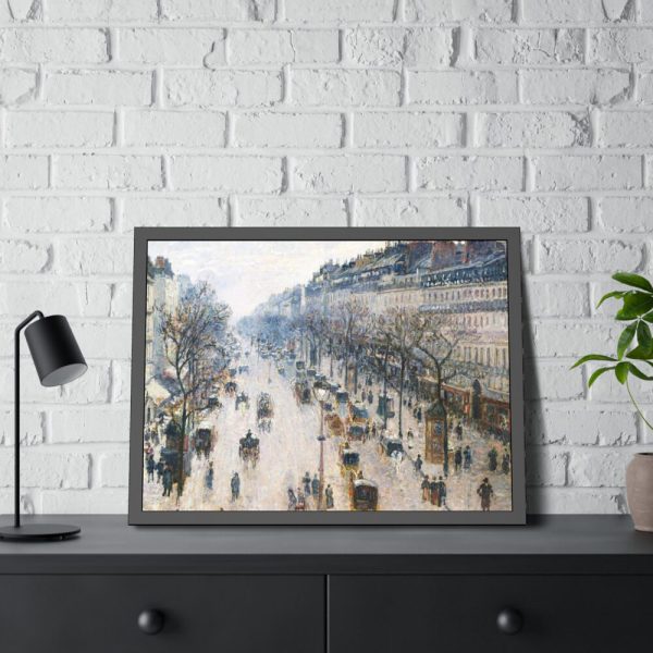 The Boulevard Montmartre on a Winter Morning Framed Poster