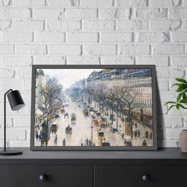 The Boulevard Montmartre on a Winter Morning Framed Poster