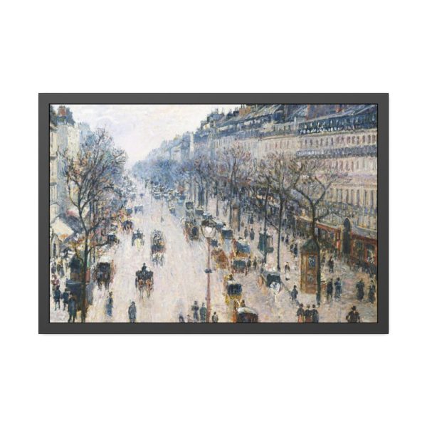 The Boulevard Montmartre on a Winter Morning Framed Poster