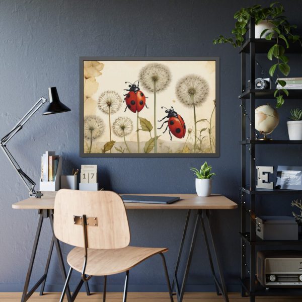 93854-166.jpg Watercolor Meadow Flowers With Ladybug Framed Poster