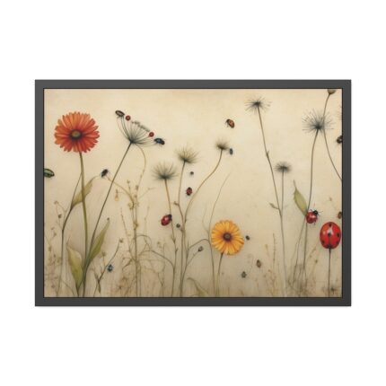 Dandelion With Ladybug Framed Poster
