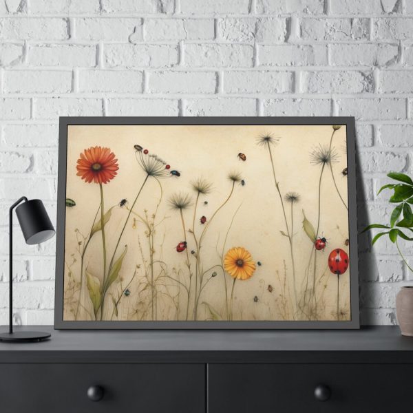 93854-171.jpg Dandelion With Ladybug Framed Poster