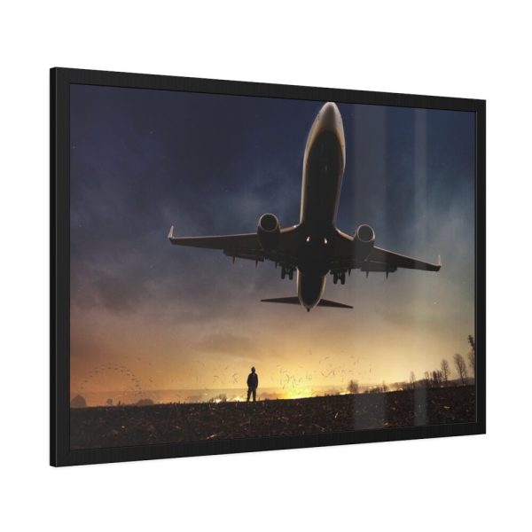 93854-293.jpg Man With Airplaine in Landscape Framed Poster
