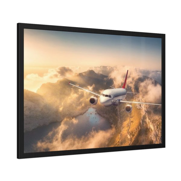 93854-301.jpg Airplane Flying Above Mountains Framed Poster