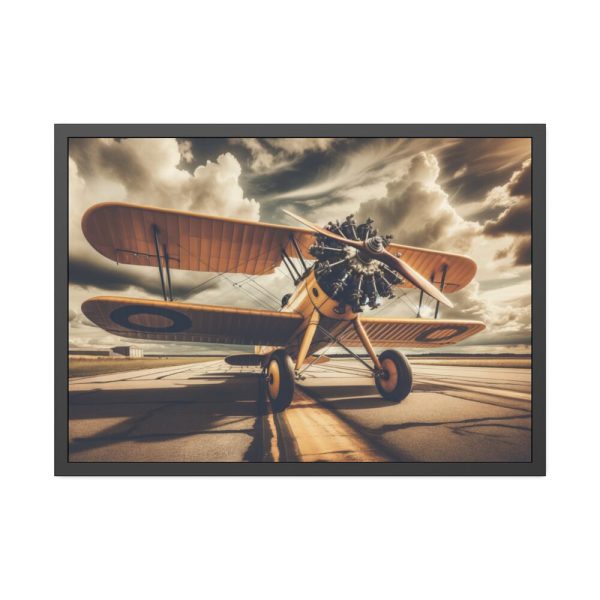 Yellow Vintage Biplane With Radial Engine Framed Poster