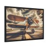 Yellow Vintage Biplane With Radial Engine Framed Poster
