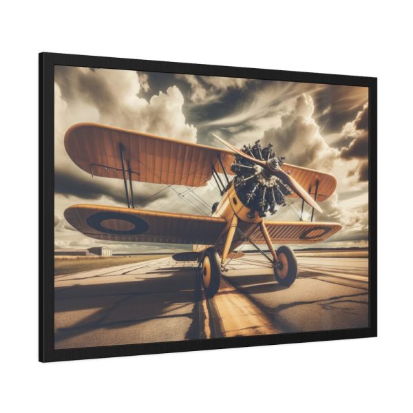 Yellow Vintage Biplane With Radial Engine Framed Poster