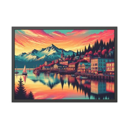 Small Alaskan Town by the Water Framed Poster