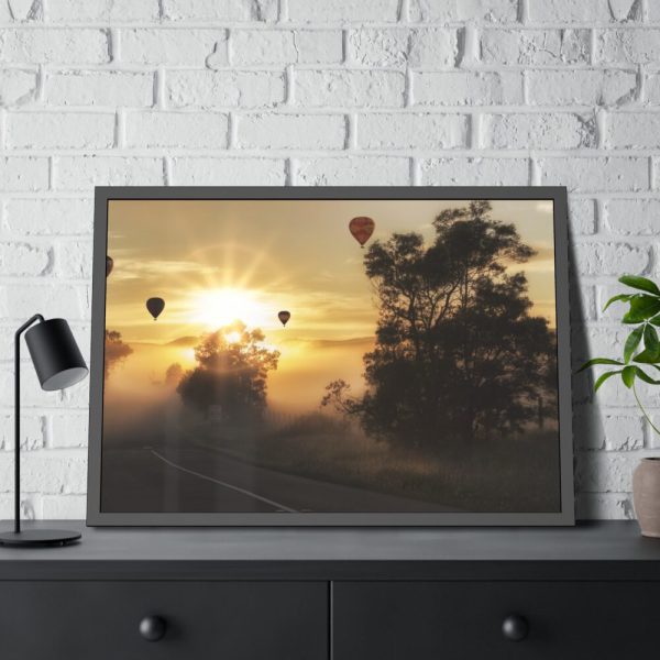 93854-423.jpg Hot Air Balloon in Sunset Framed Poster