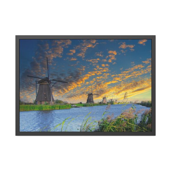 Wind Turbine in Sunset Framed Poster