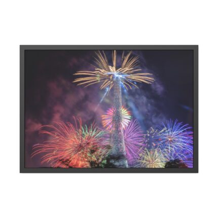 Fireworks at Eiffel Tower, Paris Framed Poster