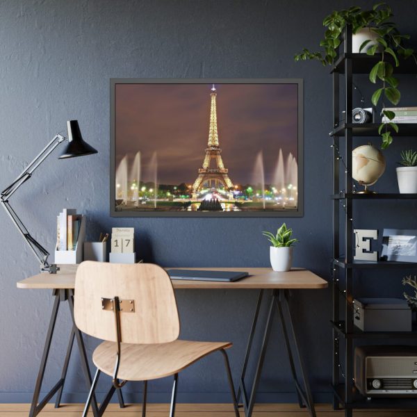 93854-54.jpg Eiffel Tower Lights and Fountains Framed Poster