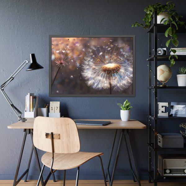 93855-158.jpg Dandelion Seeds Flower Head in Close Up Framed Poster