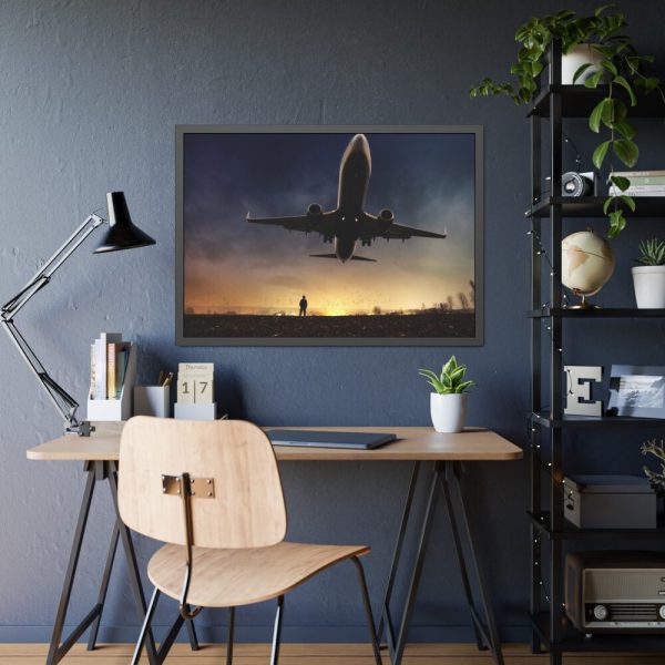 93855-294.jpg Man With Airplaine in Landscape Framed Poster