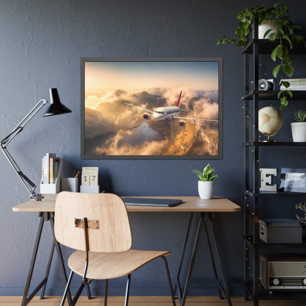 93855-302.jpg Airplane Flying Above Mountains Framed Poster