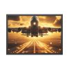 93855-312.jpg Airplane Taking Off From Runway at Sunset Framed Poster