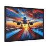 93855-317.jpg Commercial Airplane Positioned on Runway Framed Poster