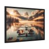 93855-321.jpg Floatplane Docked on Serene Lake at Sunrise Framed Poster