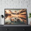 93855-323.jpg Floatplane Docked on Serene Lake at Sunrise Framed Poster