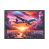 93855-324.jpg Large Airplane Flying During a Vibrant Sunset Framed Poster