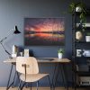 93855-450.jpg View of Pier With Boats at Sunset Framed Poster