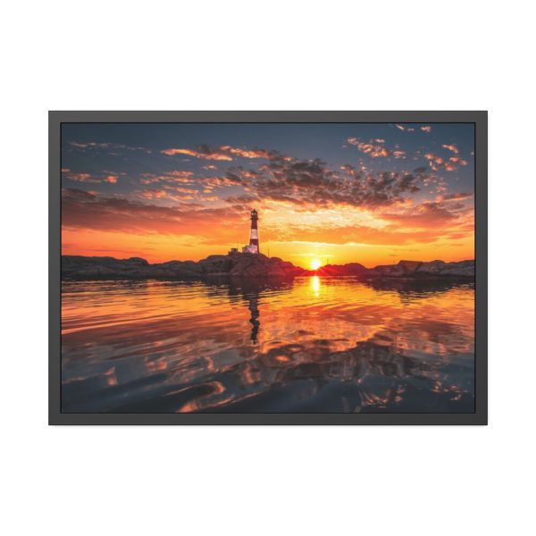 Lighthouse With a Sunset View Framed Poster