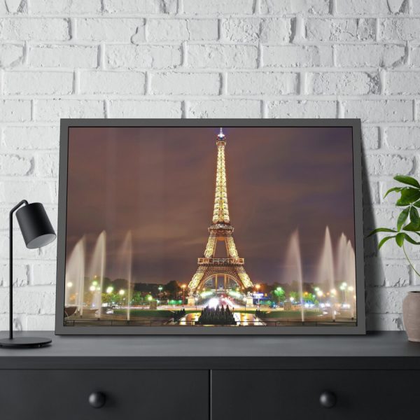 93855-55.jpg Eiffel Tower Lights and Fountains Framed Poster