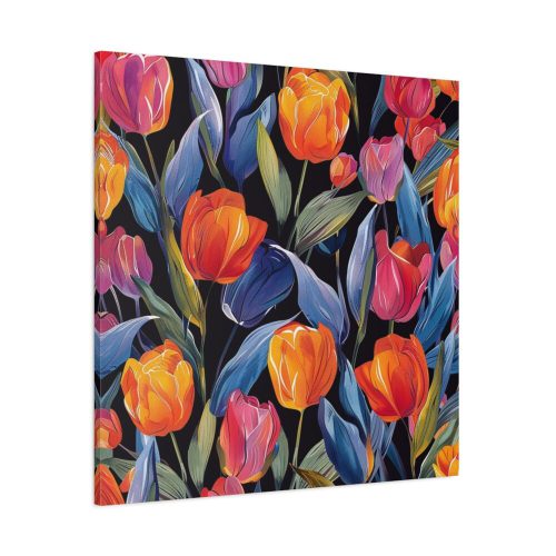 Colorful Tulip Pattern Standard Canvas
