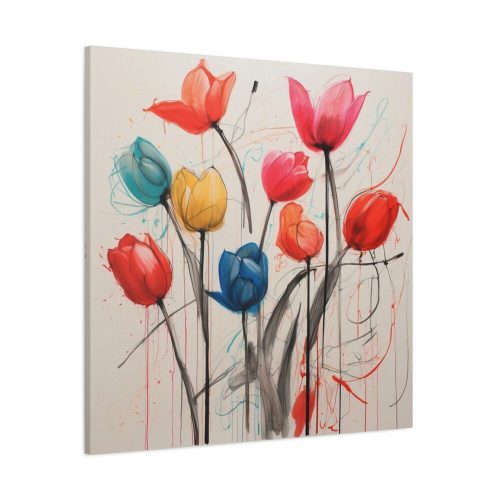 Colorful Abstract Tulips Art Standard Canvas