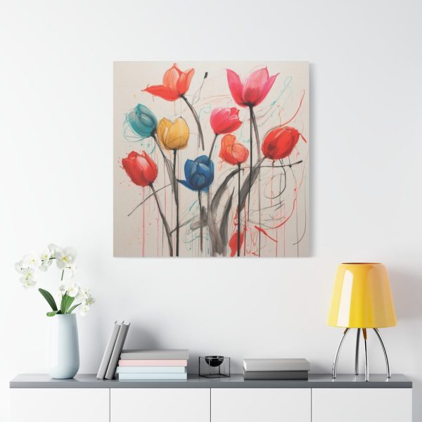 Colorful Abstract Tulips Art Standard Canvas