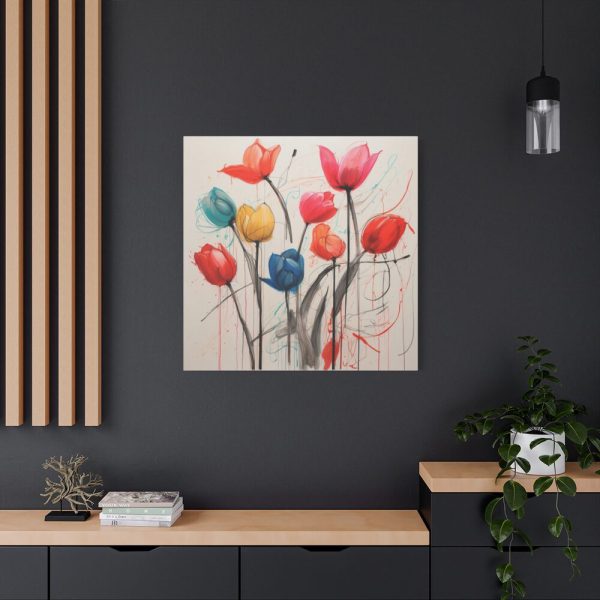 Colorful Abstract Tulips Art Standard Canvas