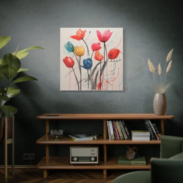 Colorful Abstract Tulips Art Standard Canvas