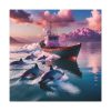 101419-91.jpg Dolphins And Ship Art Print Standard Canvas
