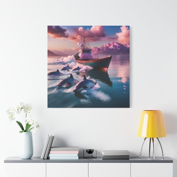 101419-92.jpg Dolphins And Ship Art Print Standard Canvas