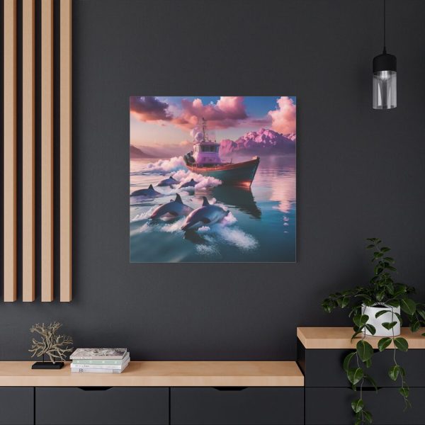 101419-93.jpg Dolphins And Ship Art Print Standard Canvas