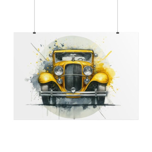 101875-251.jpg Vintage Yellow Car Poster
