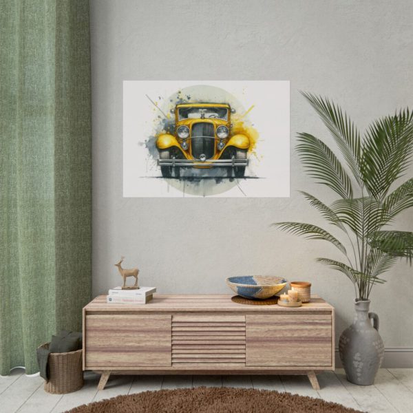 101875-253.jpg Vintage Yellow Car Poster